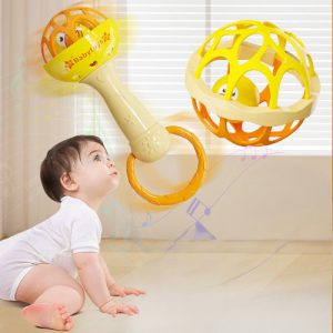 2pcs Set Soft glue Dumbbell +Ball Baby Hand Teether With jhunjhuni CN (Any Color) (Copy)