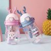 Children’s cartoon straw with handheld teapot for elementary school students, 450ml Number Plastic Kids Water Bottle/Mom pot -1pcs (Any Color) (Copy)